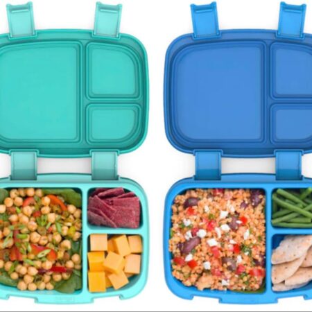 Bentgo Fresh (Blue/Green 2 PACK) - New & Improved Leak-Proof, Versatile 4-Compartment Bento-Style Lunch Box