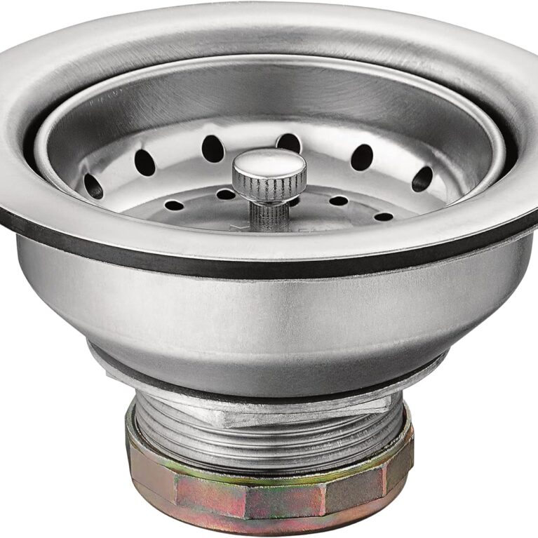 Moen Kitchen Sink Stainless Steel Basket Strainer with Drain Assembly, 3-1/2 Inch Sink Drain Stopper Plug, 22036