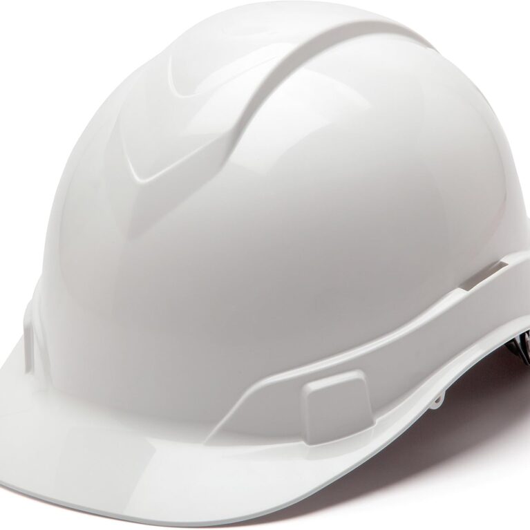 Pyramex Safety Ridgeline Cap Style Hard Hat, 6-Point Ratchet Suspension, White, One Size (HP46110)