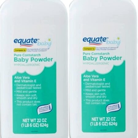 Pure Cornstarch Baby Powder Aloe and Vitamin E (22 oz - 2 Pack)