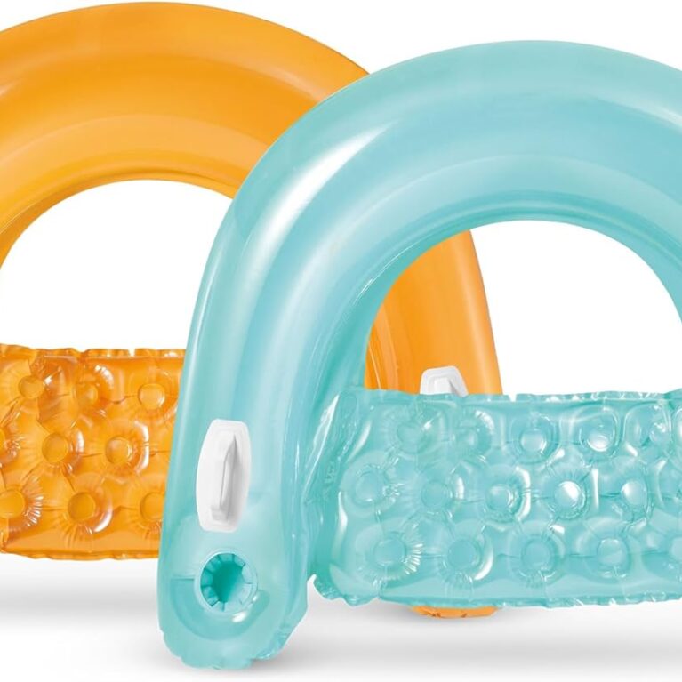 Intex 58859EP Sit 'N Float Inflatable Pool Float: Pool Lounge with Built-in Cup Holders – Heavy-Duty Handles – 220lb Weight Capacity – 58" x 39" – Colors May Vary