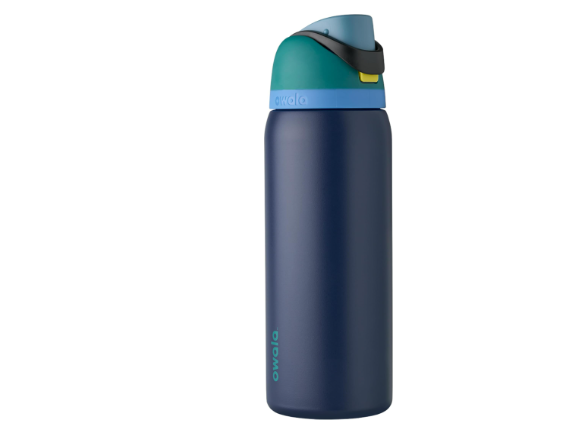 Owala FreeSip Insulated Stainless Steel Water Bottle with Straw for Sports and Travel, BPA-Free, 32-oz, Teal/Navy (Nautical Twilight)